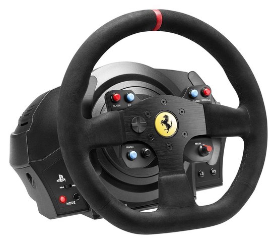 Thrustmaster T300 Ferrari Integral Racestuur Alcantara Edition - voor PS5 / PS4 / PC - met 3 pedalen (T3PA pedaalset) - Grote afmetingen diameter van 30 cm - H.E.A.R.T technologie - Replica op schaal 8:10 van het stuur van de 599XX EVO van Ferrari van Thrustmaster — afbeelding 3