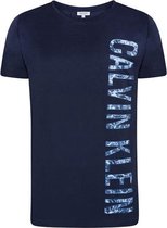 Calvin Klein, Rounded V-Neck, Shirt Crew Tee Logo Blauw
