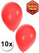 Bellatio Decorations ballonnen - 10 stuks - rood - 27 cm - helium of lucht - verjaardag / versiering