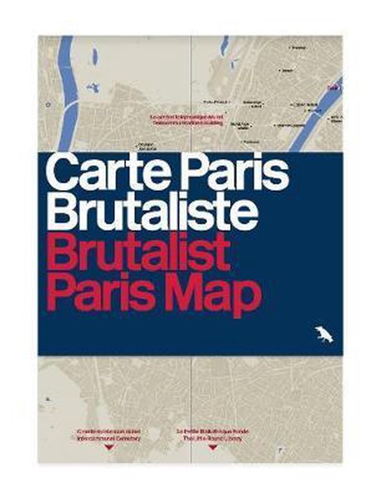 Kaart van Parijs met de tekst 'Carte Paris Brutaliste Brutalist Paris Map'.