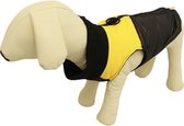 BODYWARMER MET GEEL STREEP VOOR DE HOND - D-L ( rug lengte 41 cm, borst omvang 44 cm, nek omvang 38 cm )