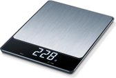 Beurer KS 34 XL Stainless steel Digitale keukenweegschaal - Tot 15 kg – Touch bediening – Groot Magic LED display – Anti vingerafdruk – Tarra functie – Incl. batterijen - 5 Jaar garantie - RVS
