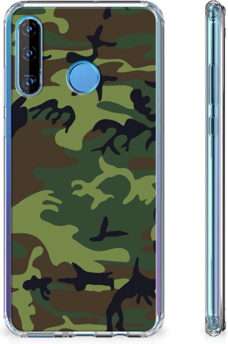 Huawei P30 Lite Doorzichtige Silicone Hoesje Army Dark
