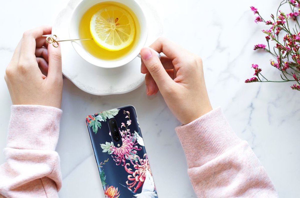 OnePlus 7 Pro TPU Hoesje Bird Flowers