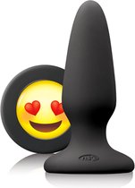 Nsnovelties – Siliconen Buttplug met Emoji Stop Liefde Hoogwaardig Afgewerkt – 5.3 cm – Zwart