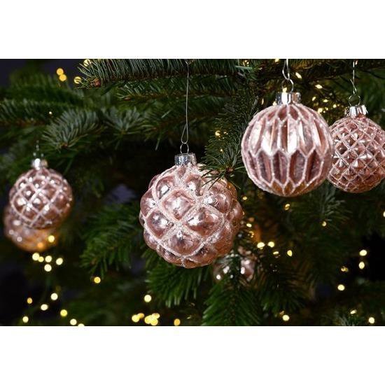 12x Roze glazen kerstballen met gouden decoratie 6 cm - Kerstboom  versiering/decoratie... | bol.com