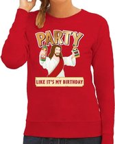 Foute kersttrui / sweater  Party like it is my birthday rood voor dames - kerstkleding / christmas outfit 2XL (44)