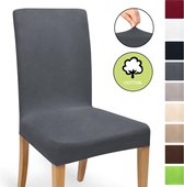 Beautissu Katoenen stoelhoes stretch Mia - 35-50 cm stretch hoezen voor stoelen - hoes stoelbekleding bi-elastische hoes - Öko-Tex & wasbaar - Antraciet