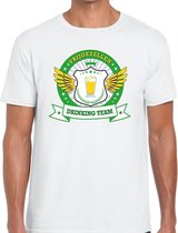 Wit vrijgezellenfeest drinking team t-shirt groen geel heren L