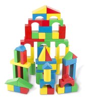 Melissa & Doug Set met houten bouwblokken | Ontwikkelingsspeelgoed  | 100 Houten Bouw blokken in 4 kleuren en 9 vormen | Geweldig Cadeau voor meisjes en jongens | van 3 jaar