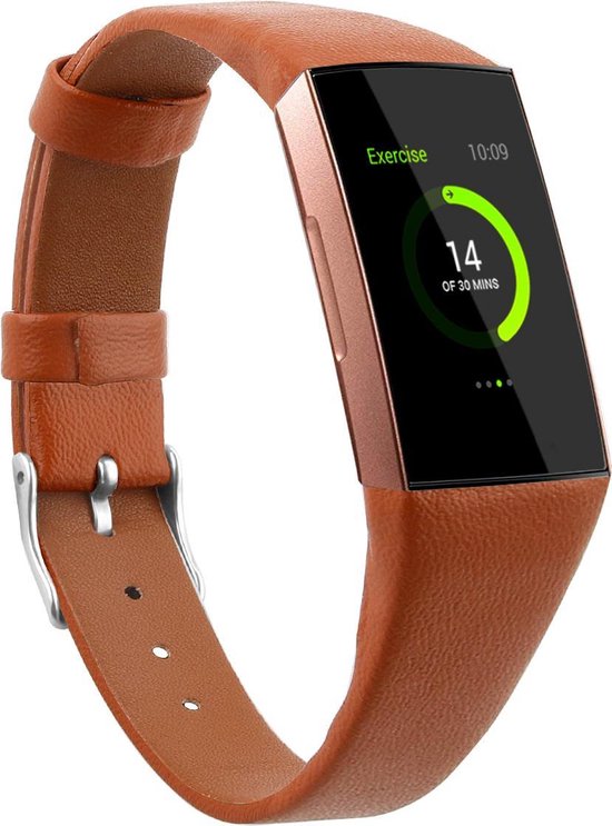 SmartphoneClip® Leer bruin Bandje classic geschikt voor Fitbit Charge 3 / Charge 4 - SmartphoneClip