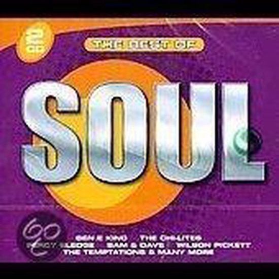 Albumhoes "THE BEST OF SOUL" met de tekst "60" en een lijst met artiesten zoals Ben E. King, Percy Sledge, Sam & Dave, The Temptations en Wilson Pickett.
