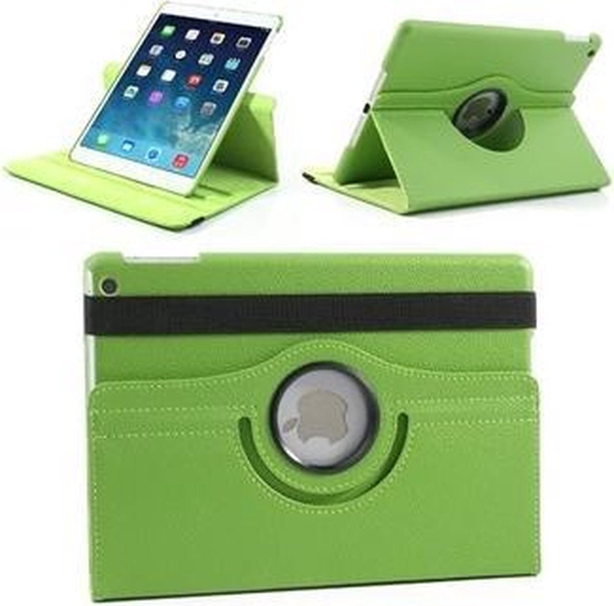 iPad Air 1 - 360- draaibare Hoes - Lederen - Groen