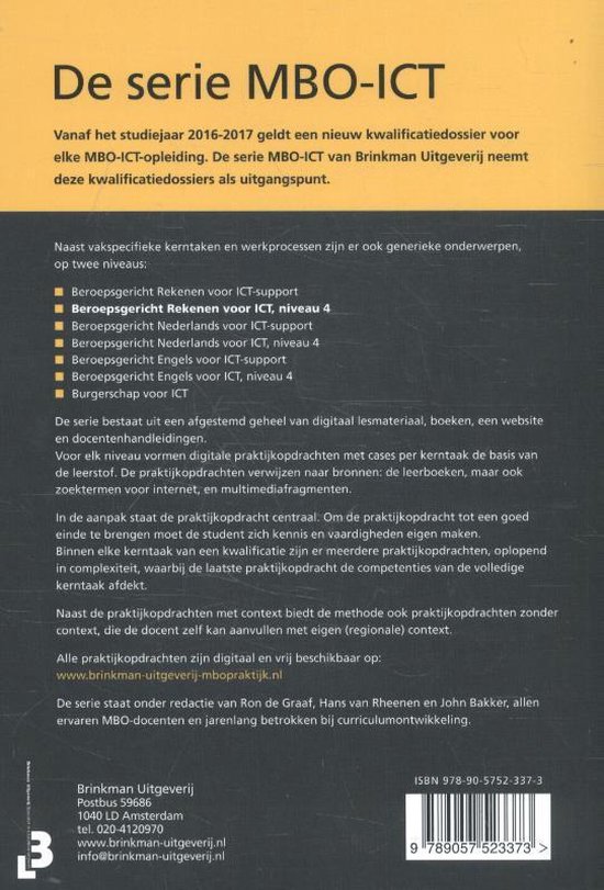 MBOICT Beroepsgericht rekenen voor ict, niveau 4 9789057523373 Ron de Graaf...