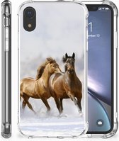Doorzichtige Silicone Hoesje Geschikt voor iPhone Xr Paarden
