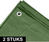 2x Groene afdekzeilen / dekzeilen - 4 x 6 meter - 100 grams kwaliteit - dekkleed / grondzeilen