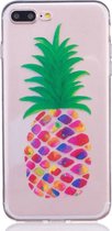 Shop4 - iPhone 8 Plus Hoesje - Zachte Back Case Gekleurde Ananas Transparant