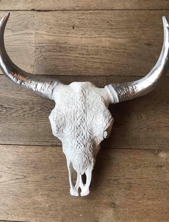 Skull 40 cm wit glitter