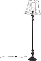QAZQA classico - Klassieke Vloerlamp | Staande Lamp met kap - 1 lichts - H 1650 mm - Zwart - Woonkamer | Slaapkamer | Keuken