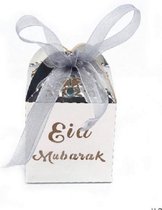 EID Mubarak - Ramadan - Snoepdoos - 10 Stuks - Suikerfeest Versiering - Offerfeest - Cadeaudoosje - Decoratie - Papier - Zilver