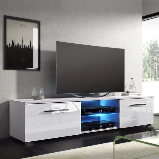 TV meubel kast Tenus - tv dressoir - met led verlichting - wit - VDD