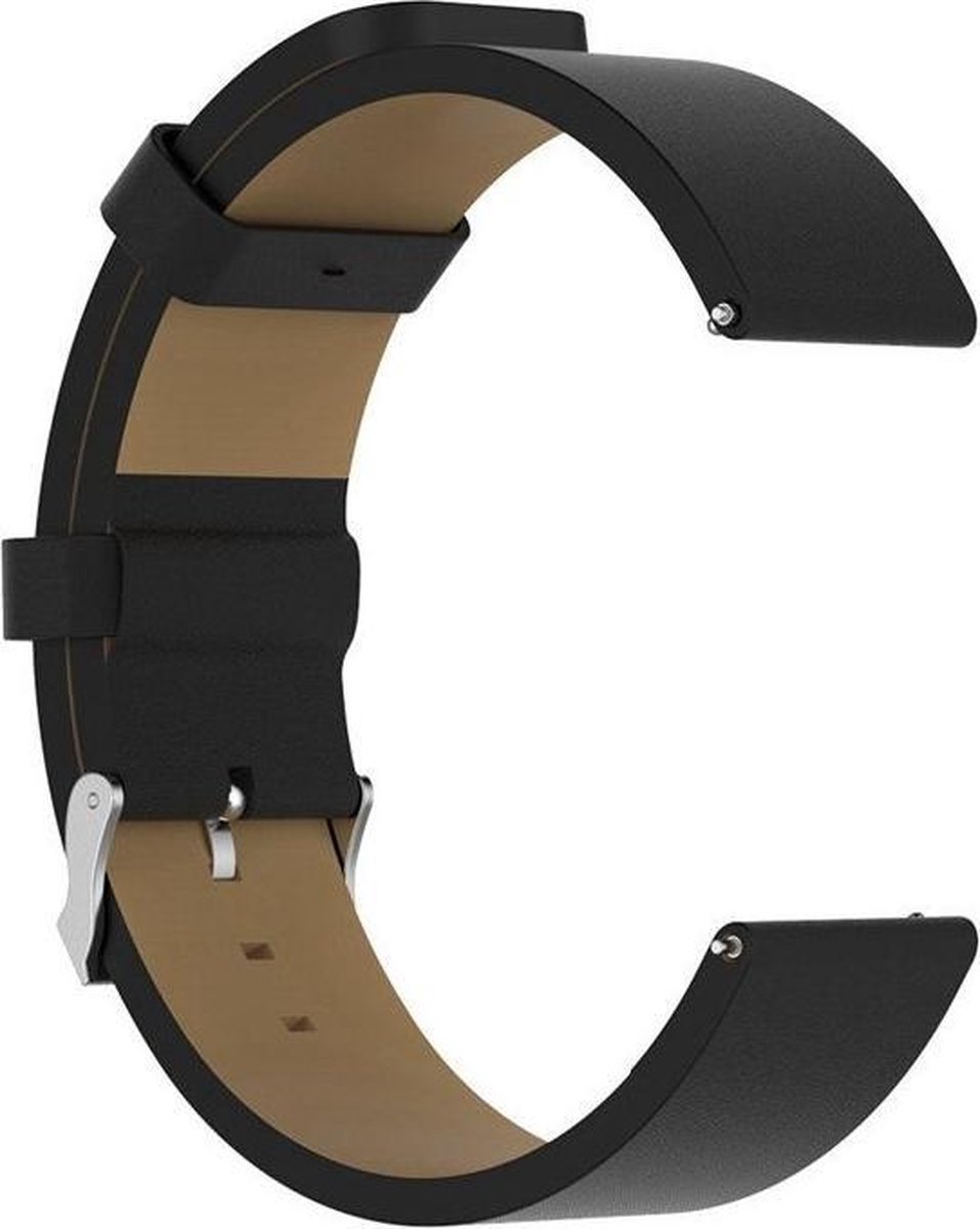 KELERINO. Lederen bandje geschikt voor Fitbit Versa (Lite) - Zwart