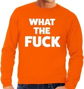 What the Fuck tekst sweater oranje heren - heren trui What the Fuck - oranje kleding L