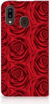 Geschikt voor Samsung Galaxy A30 Smart Cover Rood Rose