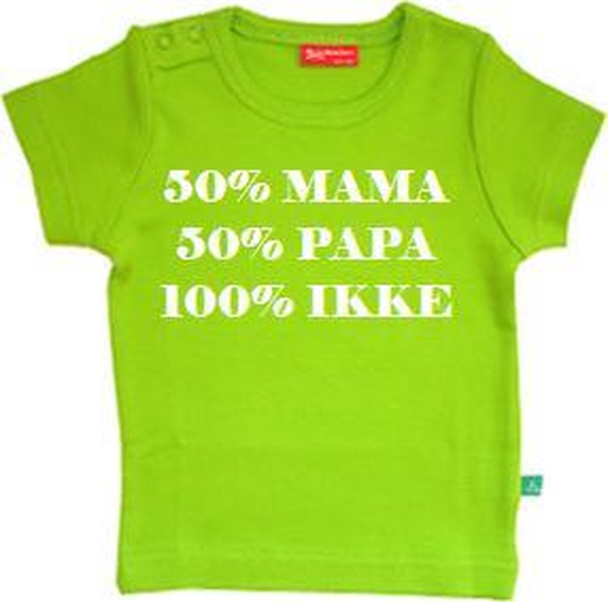 50% Mama 50% Papa 100% ikke T-shirt | lime groen | 50/56