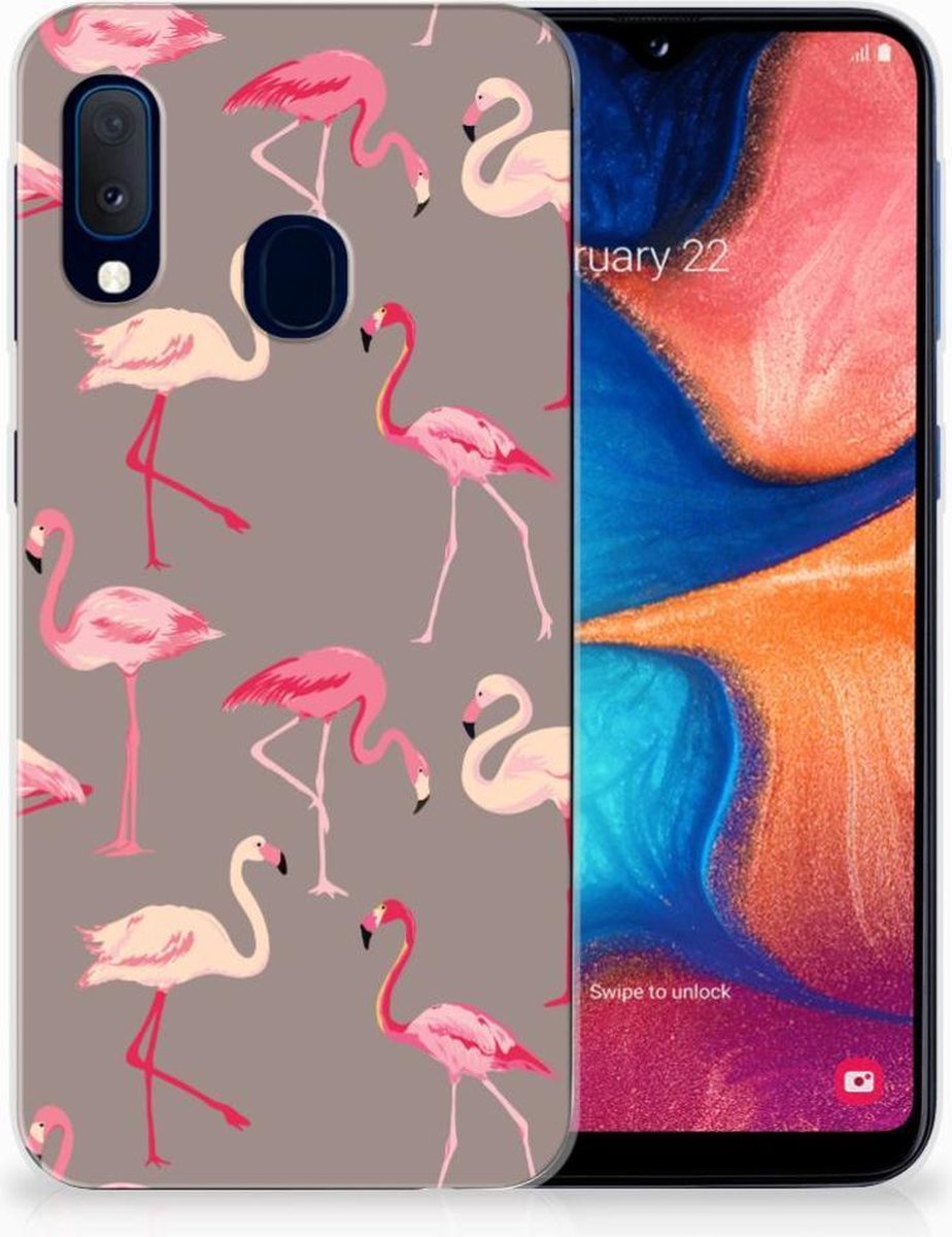 Samsung Galaxy A20e TPU Hoesje Flamingo
