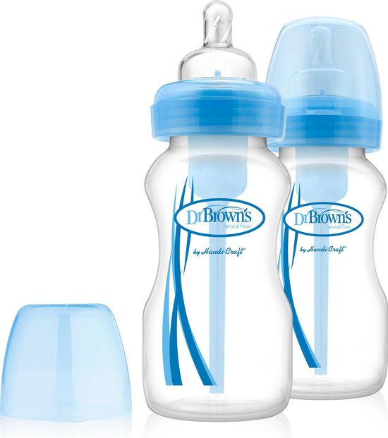 Dr. Brown's Brede halsfles 270 ml blauw duopack Options Bottle | bol.com