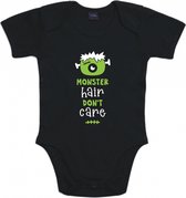 Rompertjes baby met tekst - Monster hair don't care - Romper zwart - Maat 62/68