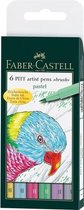 stylo à dessin Faber-Castell Pitt Artist Pen Brush étui a 6 pièces pastel FC-167163