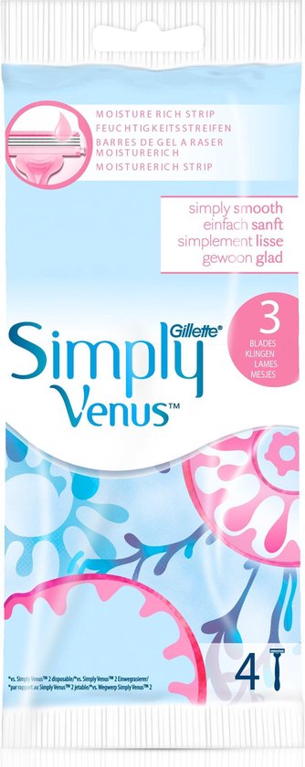 Gillette Venus Simply3 - 4 Stuks - Wegwerpscheermesjes