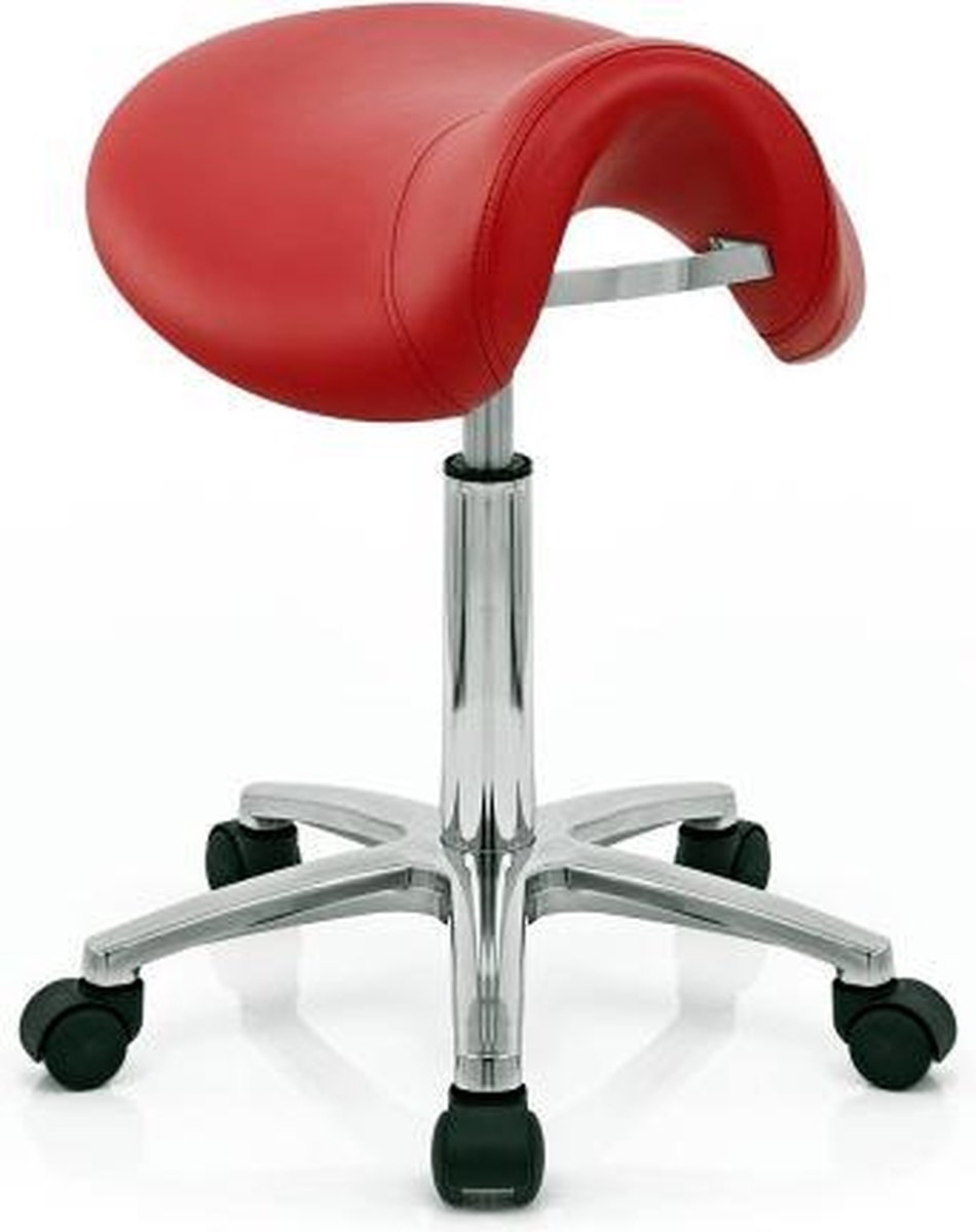 Novicum Vita zadelkruk kappersfiets Rood met groot zadel en met Large gasveer kapperskruk