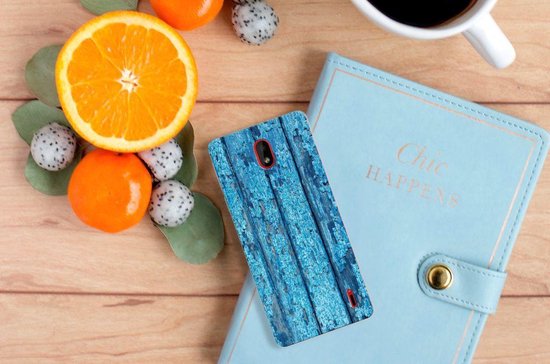 Coque Téléphone pour Nokia 1 Plus Housse Coque Bois Bleu