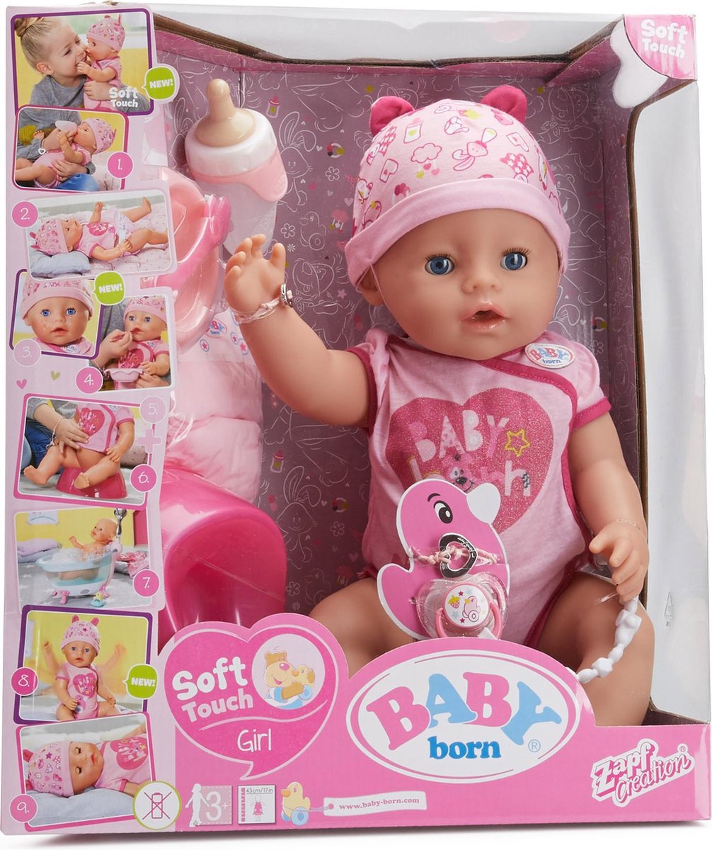 Uitputten schijf ader BABY born® Soft Touch Meisje Roze - Interactieve Babypop 43cm | bol.com