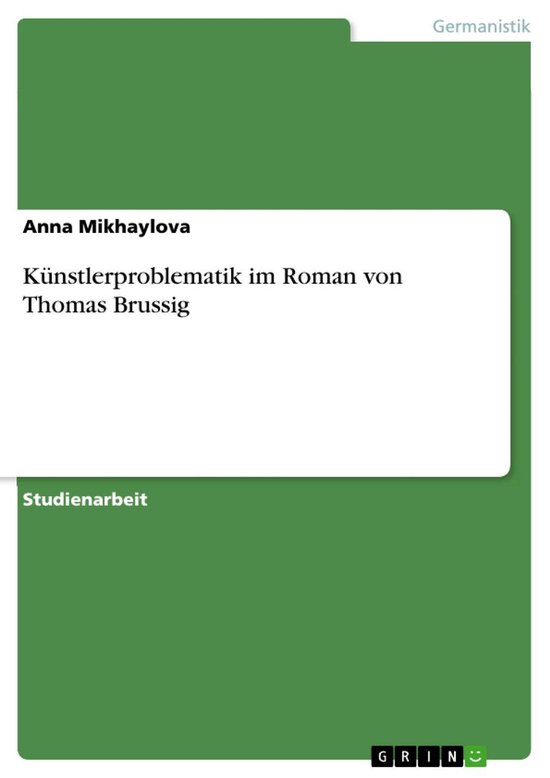 Künstlerproblematik im Roman von Thomas Brussig - cover