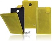 Devills Crazy Yellow Lederen Flipcase Telefoonhoesje voor de Samsung Galaxy S3