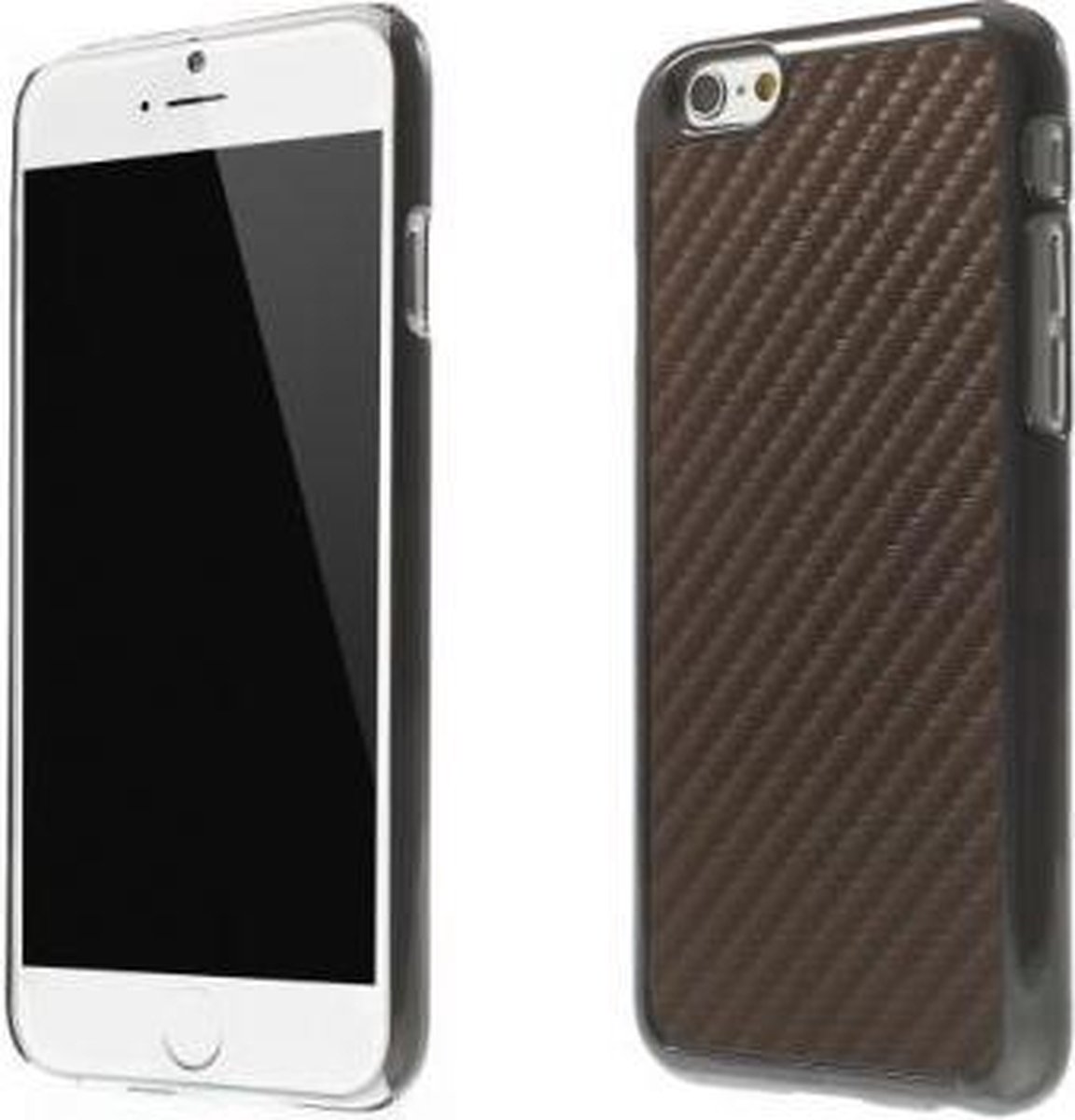 MW Hard Case met PU Lederen Coating Plated Carbon Fibre Bruin voor Apple iPhone 6/6S