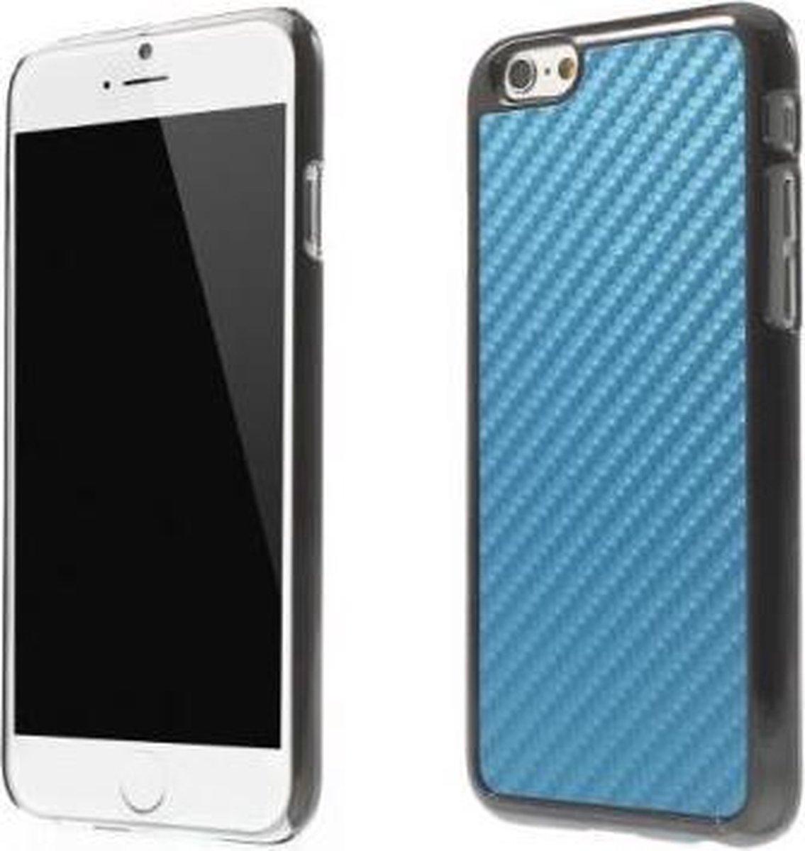 MW Hard Case met PU Lederen Coating Plated Carbon Fibre Blauw voor Apple iPhone 6/6S