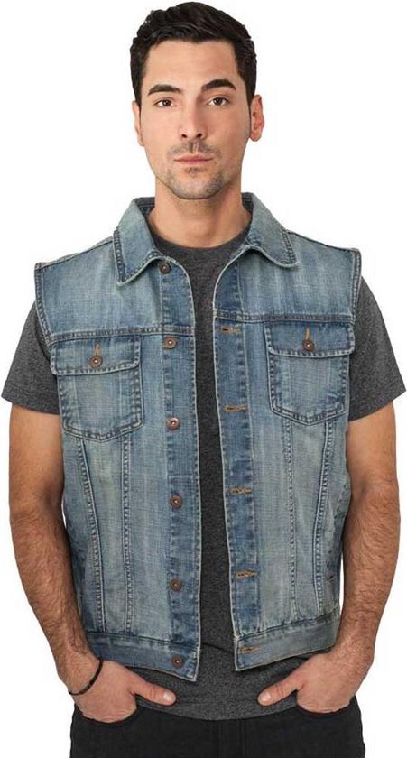 Urban Classics Mouwloos jacket -XL- Basic heren mouwloos Spijkerjas Blauw |  bol