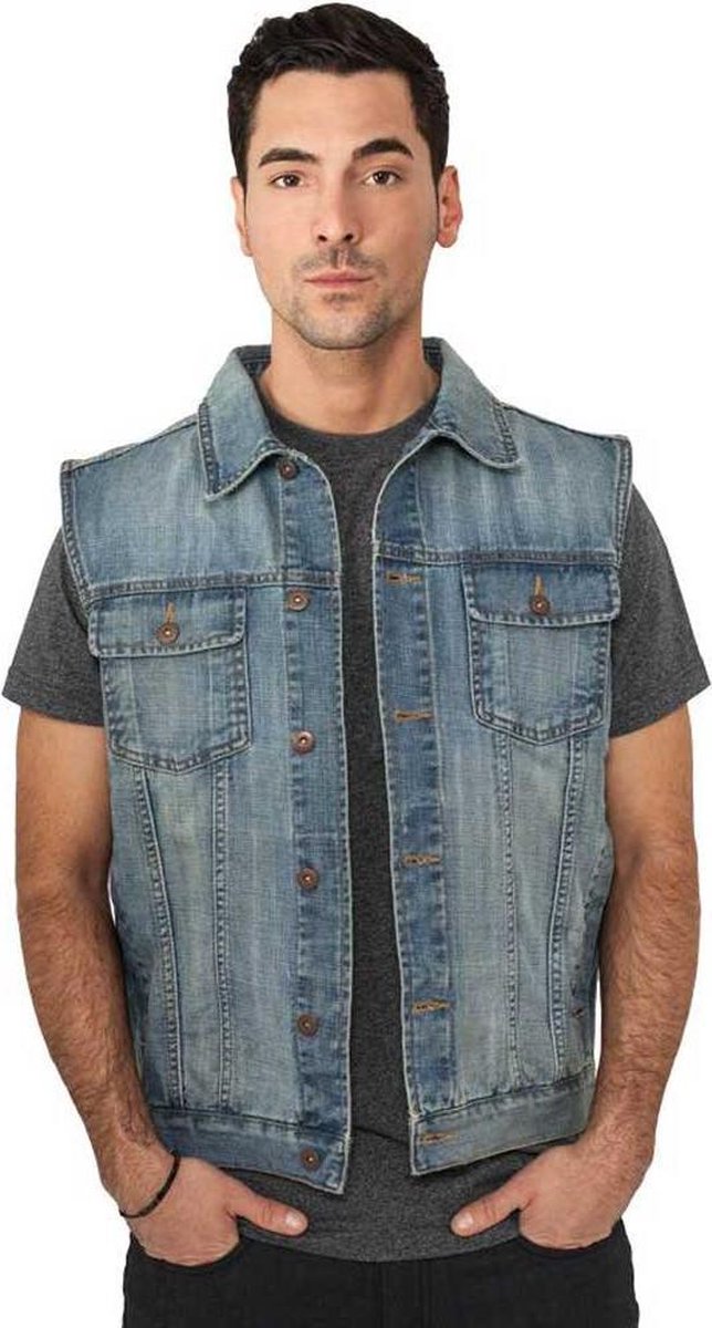maak een foto Datum Surrey Urban Classics Mouwloos jacket -XL- Basic heren mouwloos Spijkerjas Blauw |  bol.com