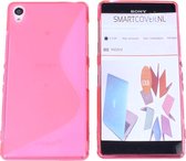 Sony Xperia Z5 S Line Gel Silicone Case Hoesje Transparant Neon Roze Pink