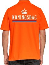 Koningsdag poloshirt / polo t-shirt met kroon oranje voor heren - Koningsdag kleding/ shirts L