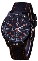 GT sportief - Tiener Horloge - 44 mm - Siliconen - Zwart/Oranje