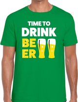 Time to drink Beer tekst t-shirt groen heren XL