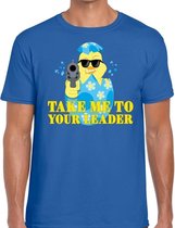 Fout paas t-shirt blauw take me to your leader voor heren L