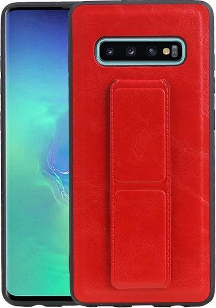 Grip Stand Hardcase Backcover voor Samsung Galaxy S10 Plus Rood