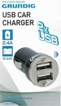 Grundig USB Autolader | 2 Poorten | 2.4 Ampere | Autostekker | Car Charger | Telefoon en Tablet Opladen Auto | 2 x USB